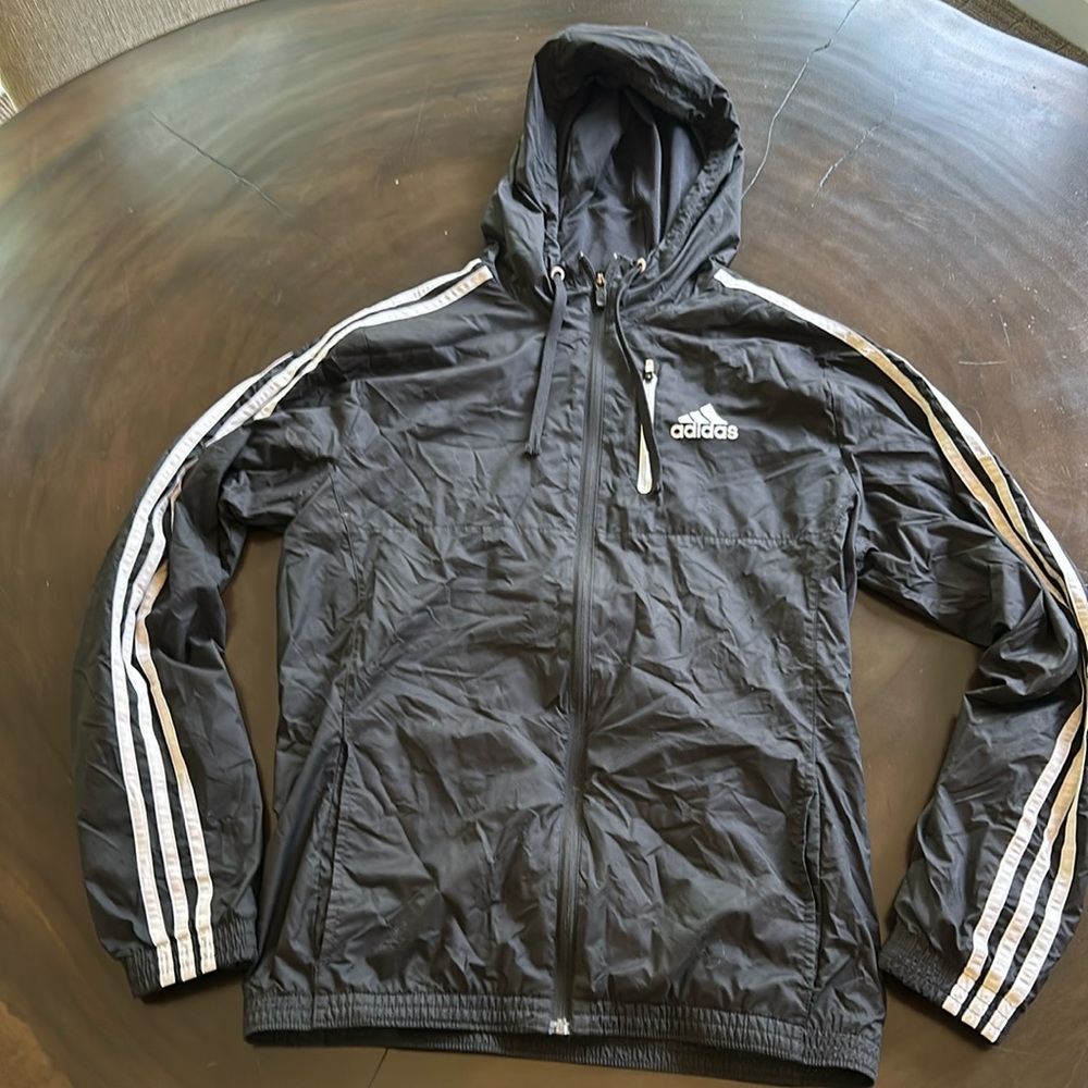 Black Adidas zip up lightweight jacket